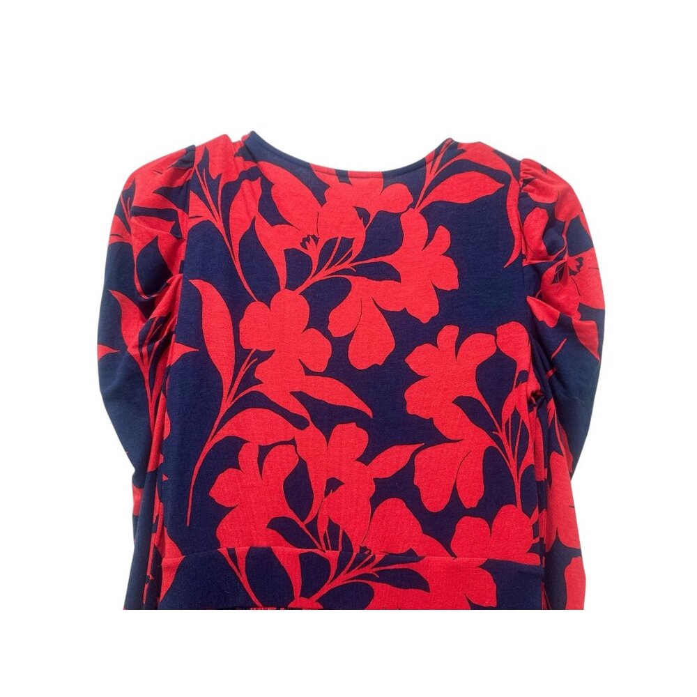 Sold Boden Floral Bloom Jersey Midi Dress Womens 2 Red Sundress Puff Sleeves - Picture 15 of 16